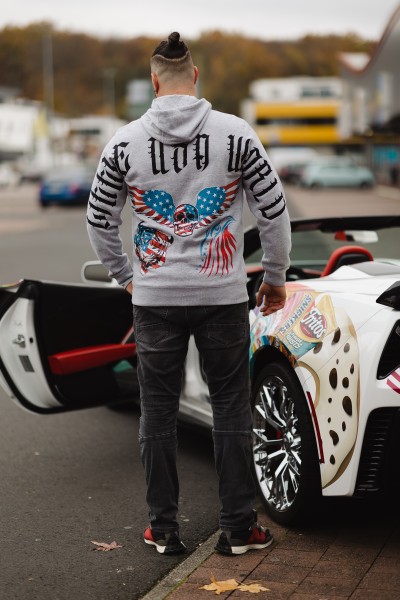 Hoodie "Little USA World" Grey Gr. 3XL UNISEX