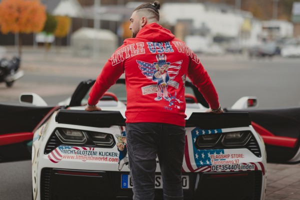 Hoodie "Little USA World" Red UNISEX Gr. 2XL
