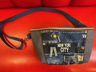 CrossBody Bag braun/blau "New York City " Handmade in Hessen, stark limitiert