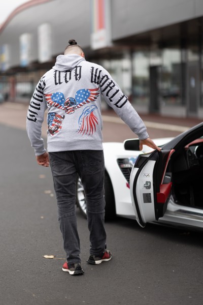 Hoodie "Little USA World" Grey Gr. XL UNISEX