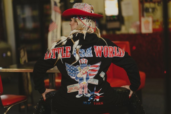 Hoodie "Little USA World" Black UNISEX Gr. 2XL