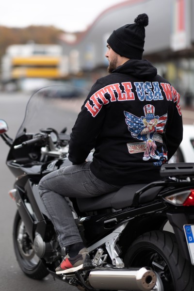 Hoodie "Little USA World" Black UNISEX Gr. L