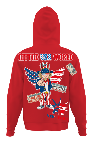 Hoodie "Little USA World" Red UNISEX Gr. M