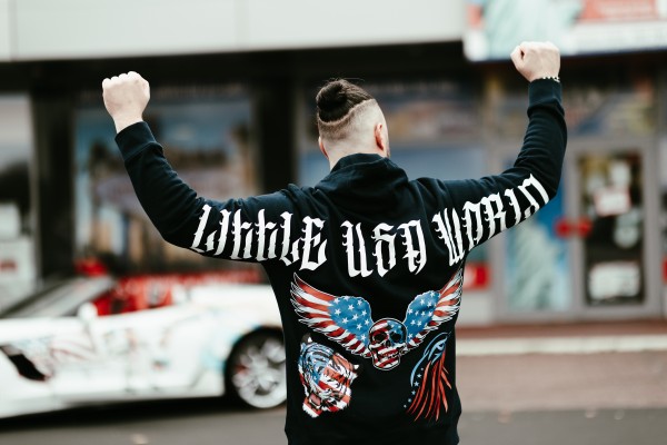 Hoodie "Little USA World" Black/White Gr. 3XL UNISEX