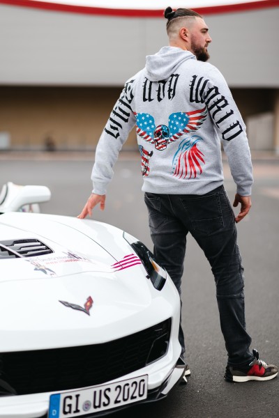 Hoodie "Little USA World" Grey Gr. 2XL UNISEX
