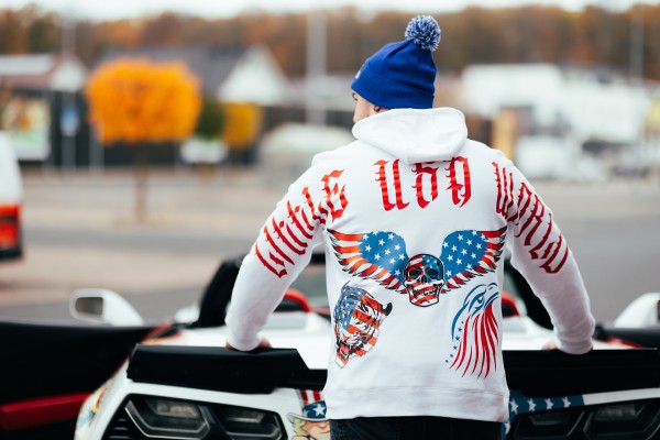 Hoodie "Little USA World" White Gr. M UNISEX