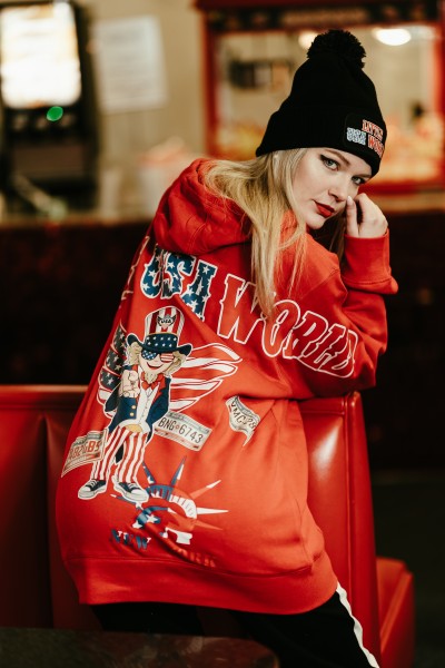 Hoodie "Little USA World" Red UNISEX Gr. XL